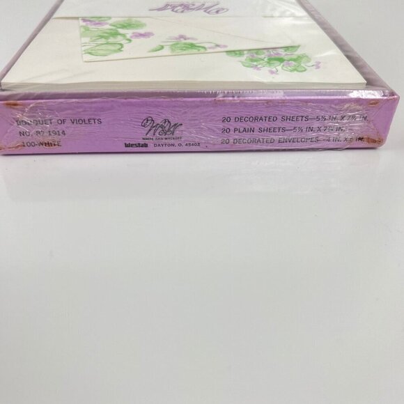 Vintage White & Wyckoff Bouquet Of Violets Stationery Set 1970s - Picture 6 of 6